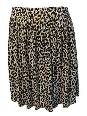 J. Crew 18 Black Brown Animal Print Pleated Skirt